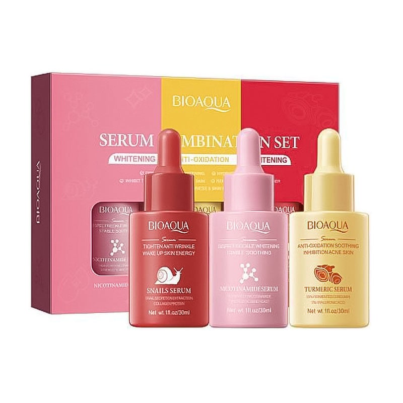 Набір сироваток для обличчя Bioaqua Serum Combination Set (нікотинамід, 30 мл + куркума, 30 мл + муцин равлика, 30 мл)